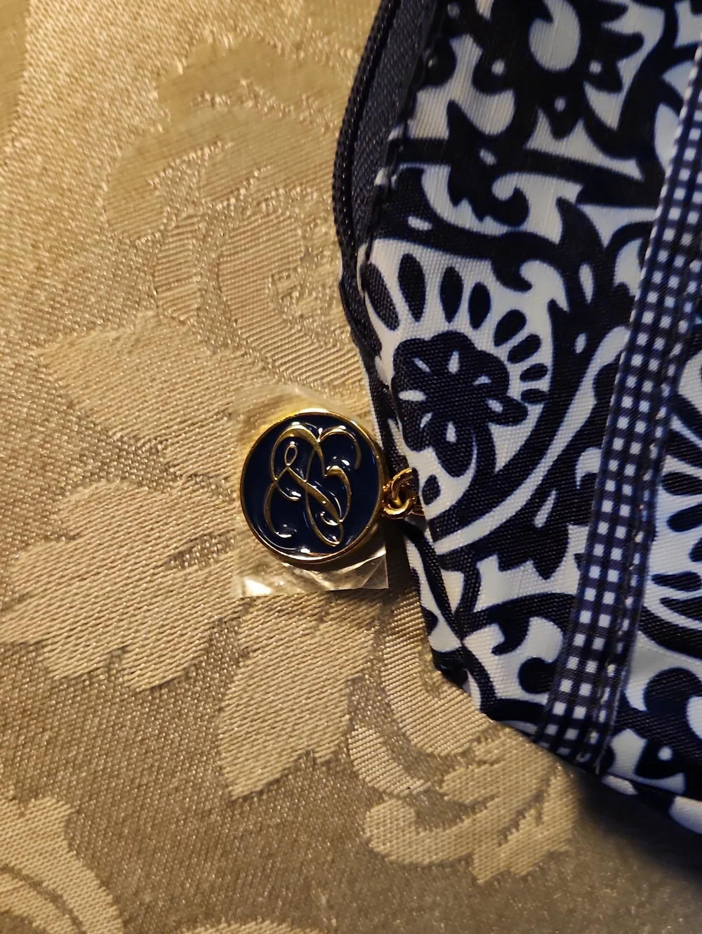 Estee Lauder Blue Floral Pattern Cosmetic Bag - Small Travel Pouch